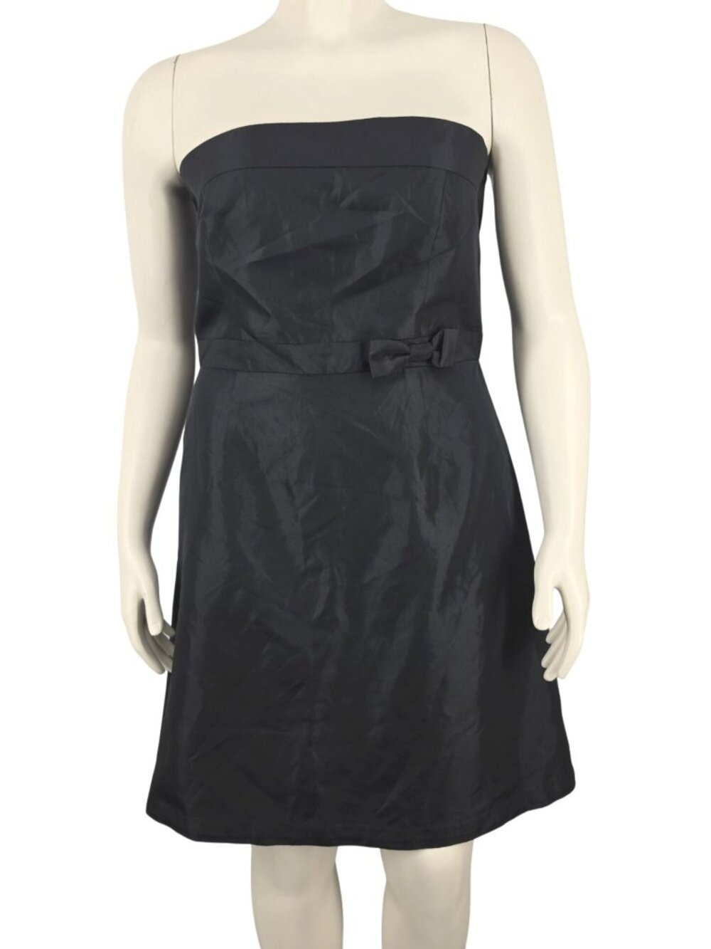 Women's Chadwick's Black Strapless Formal Short Dress Size 14 Taffeta Cute Bow